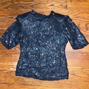 Vintage retro mod luminescent formal blouse top l